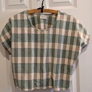 Green and White Checkered Top